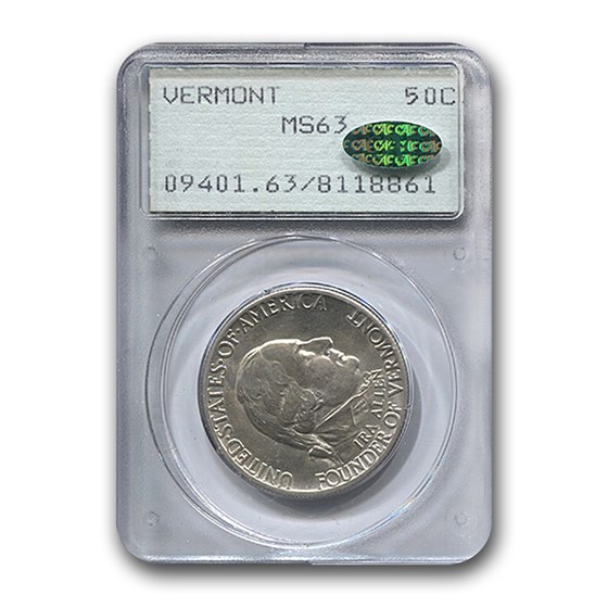 1927 Vermont Sesquicentennial Half Dollar MS-63 PCGS CAC 1927 Vermont Sesquicentennial Half Dollar MS-63 PCGS CAC
